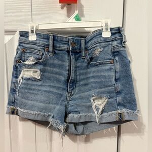 American Eagle Outfitters Blue Distressed Jean Shorts